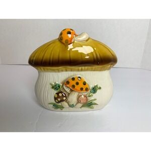 Vintage 1977 Sears Merry Mushroom Ceramic Napkin Holder Ladybug Retro Japan
